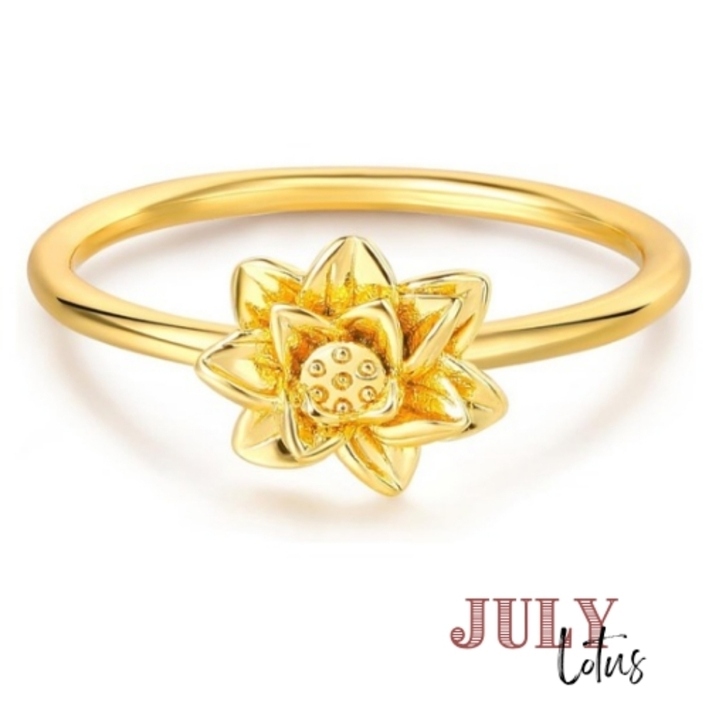 Birth Flower 14K Gold Plated Ring Zodiac Astrology Birthday Stacker Dainty NEW 7 - Picture 10 of 16